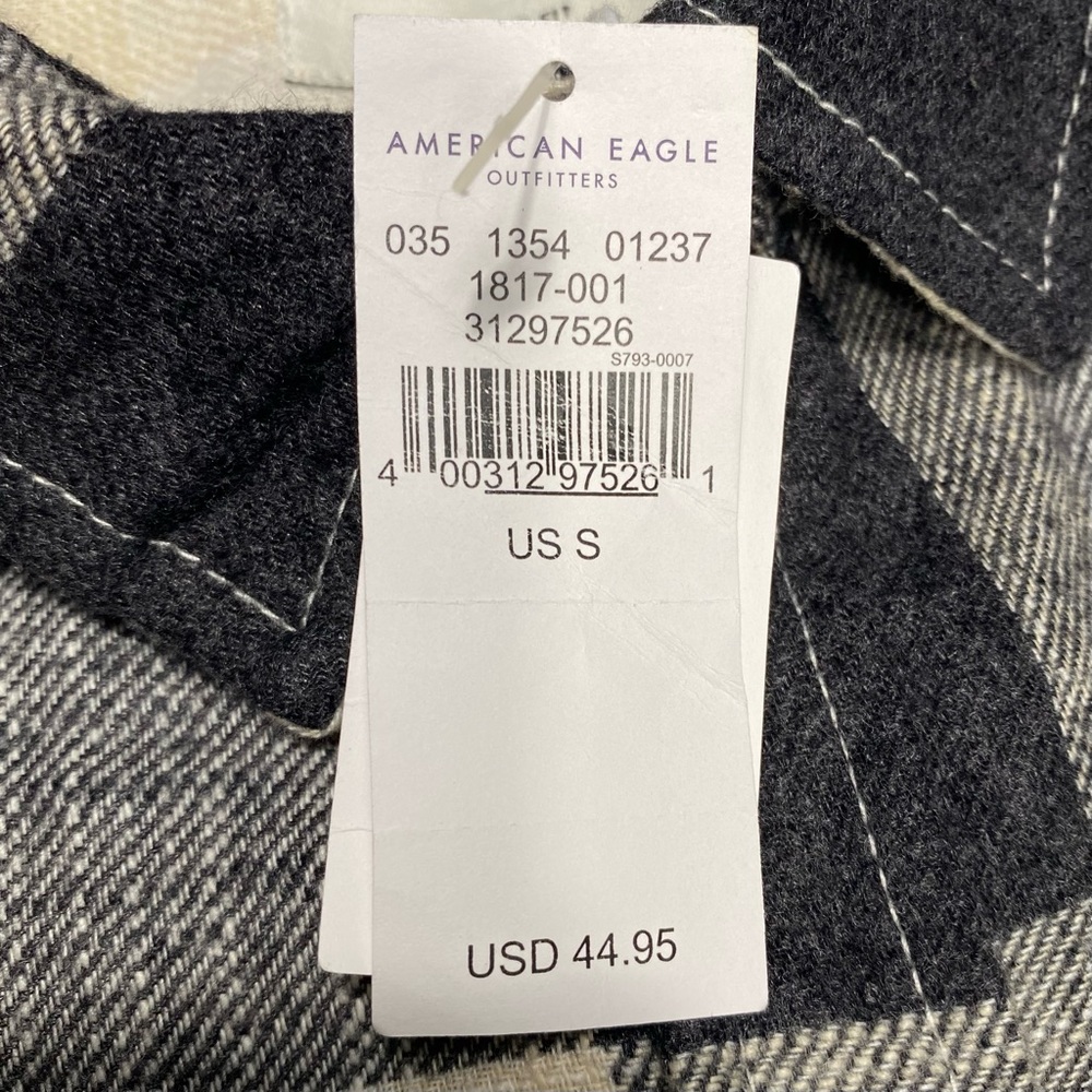NWT American Eagle Boyfriend Fit Amazingly Soft  Flannel Shirt Size S #1358 - Picture 9 of 12
